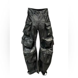 Leather cargo pants